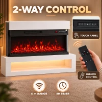 HOMCOM 3-Sided Electric Fireplace, Freestanding/Wall Mounted Electric Fire Heater with Adjustable Flame, Mood Light, ECO Mode(m-7)