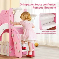AIYAPLAY Toboggan pour tout-petits 5 en 1 toboggan autoportant pour enfant avec panier de basket, télescope, 178x70x86cm, jaune(m-7)