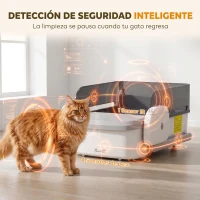 PawHut Arenero Gatos Autolimpiable Abierto Control por APP Sensores de Seguridad Capacidad de 10 L sin Olores Entrada Baja(m-5)