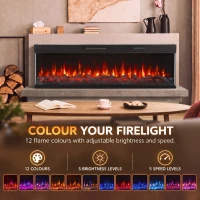 HOMCOM 60" Electric Fireplace Insert, 3-Sided Freestanding/Wall Recessed Electric Fire Heater with Adjustable Flame, 1800W(m-5)