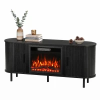 HOMCOM Electric Fireplace TV Stand for 70" TVs, 1800W Entertainment Center with Adjustable Flame Effect, Storage(m-15)