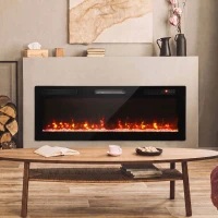 HOMCOM Ultra-Thin Electric Fire Wall Mounted/Recessed/Freestanding 127cm/50" Electric Fireplace with 12 Colours, 5 Brightness(m-8)