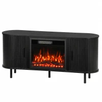 HOMCOM Electric Fireplace TV Stand for 70" TVs, 1800W Entertainment Center with Adjustable Flame Effect, Storage(m-1)