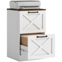 HOMCOM Caisson de Bureau avec 2 Tiroirs, Dossiers Suspendus pour Formats Lettre/A4, Style Rustique, 40x40x71cm, Blanc(m-12)
