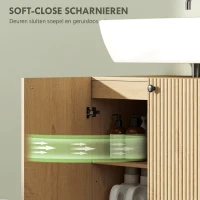 HOMCOM Wastafelonderkast voor badkamer, 3-niveaus plank, wielen, hout(m-6)