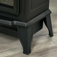 HOMCOM Elektrische Kachel Vrijstaand, Vlameffect, 2 Verwarmingsmodi 1000W/2000W, Gehard Glas, Zwart, 36,5x24x45,5 cm(m-7)