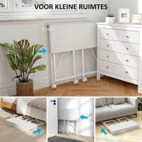 HOMCOM Bureau met Wielen Inklapbaar Bureau met Stalen Frame voor Woonkamer Slaapkamer 80 x 40 x 75 cm Wit(m-4)