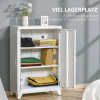 HOMCOM Archiefkast Metalen kast Multifunctionele kast met magnetische lamellen-dubbele deur 75 x 33 x 110 cm Wit(m-4)