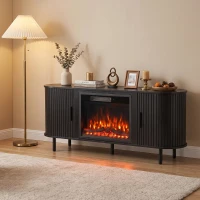 HOMCOM Electric Fireplace TV Stand for 70" TVs, 1800W Entertainment Center with Adjustable Flame Effect, Storage(m-9)