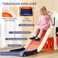 AIYAPLAY Toboggan pour tout-petits 5 en 1 toboggan autoportant pour enfant avec panier de basket, télescope, 178x70x86cm, jaune(m-5)