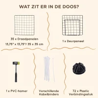 PawHut Ren kleine huisdieren box metalen rooster vele vormen zwart metaal(m-6)
