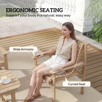 Outsunny 4 Piece Wooden Garden Furniture Set, Outdoor Garden Sofa Set with 2 Armchairs, Loveseat and Coffee Table, Natural Wood(m-6)