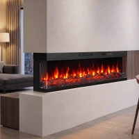 HOMCOM 60" Electric Fireplace Insert, 3-Sided Freestanding/Wall Recessed Electric Fire Heater with Adjustable Flame, 1800W(m-8)