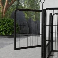 PawHut Parque para Cães com 4 Painéis Dobrável 82x82x60 cm com Porta e Fechadura para Exterior e Interior Cinza Escuro(m-9)