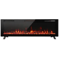 HOMCOM 3 IN 1 Slim Electric Fire, Wall Mounted/Recessed/Freestanding, Electric Fireplace with 12 Flame Colours, 5 Brightness(m-1)