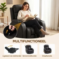 HOMCOM Massagestoel met wieg-, lig- & verwarmingsfunctie, 3 modi, draaibaar, Donkerbruin(m-5)