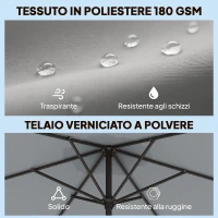 Outsunny Ombrellone da Giardino 3x3 m Inclinabile con Apertura a Manovella, in Metallo e Poliestere, Grigio(m-6)
