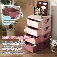 HOMCOM Opbergboxen voor Kinderen, 3 Laden, Afgeronde Randen, Verhoogd Ontwerp, 37x37x76 cm, Roze(m-4)