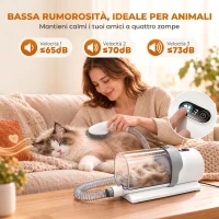 PawHut Kit Toelettatura Cani Gatti 5 in 1 con Aspirapolvere 10 kPa, Tosatrice, Spazzola, 2.5L, 3 Velocità, Silenzioso(m-6)