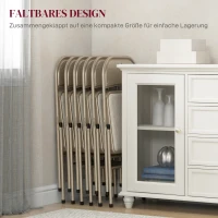 HOMCOM Set van 6 opvouwbare stoelen – stalen frame, linnenlook – beige(m-6)