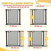 PawHut Traphekje Huisdierhek Hondenhek, verstelbaar van 75 cm - 103 cm, Zwart(m-6)