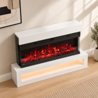 HOMCOM 3-Sided Electric Fireplace, Freestanding/Wall Mounted Electric Fire Heater with Adjustable Flame, Mood Light, ECO Mode(m-9)