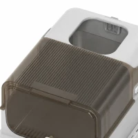 PawHut XXL RVS-kattenbak met opklapbaar deksel, kattenbak met schep, voor grote katten tot 20 kg, gemakkelijk schoon te maken, geurneutraliserend, Grijs(m-11)