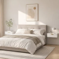 HOMCOM Lot de 2 tables de chevet murales, tables de nuit suspendues avec tiroir ondulé, 40 x 30 x 15 cm, blanc(m-9)
