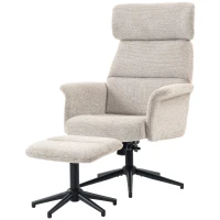 HOMCOM Fotel lounge obracany o 360° z podnóżkiem, beżowy(m-1)