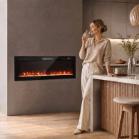 HOMCOM Ultra-Thin Electric Fire Wall Mounted/Recessed/Freestanding 127cm/50" Electric Fireplace with 12 Colours, 5 Brightness(m-14)