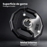 SPORTNOW Conjunto de 2 Discos de Pesas de 5 kg con Orificio de 50 mm para Entrenamiento de Fuerza  Ø24x3,5 cm Negro(m-6)