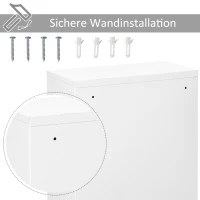 kleankin Medicijnkastje met Slot 3 Schappen Staal Wit 40 x 18 x 60 cm(m-6)