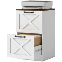 HOMCOM Cajonera Escritorio con 2 Cajones Soporte para Impresora con Riel Colgante para A4 y Carta 40x40x71 cm Blanco(m-11)