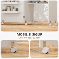 HOMCOM Dulap Pliabil pentru Mașină de Cusut cu Blat Mare și Roți, Alb(m-7)