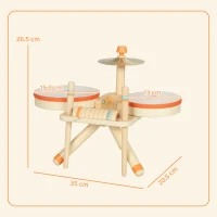 AIYAPLAY Kids Drum Kit, Wooden Musical Instruments with 2 Drums, Cymbal, Scraper, 2 Mallets for Toddlers, Music Learning, Natural(m-3)