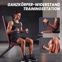 SPORTNOW Hantelbank verstellbar Klappbar Trainingsbank mit Beinstrecker 7-Fach verstellbarer Rückenlehne, Widerstandsbändern(m-7)