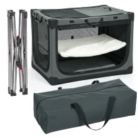 PawHut Hondenbox opvouwbaar met kussen, afneembare wasbare hoes van Oxford-stof voor honden tot 38kg, legergroen(m-11)
