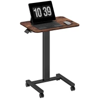 Vinsetto Staand bureau, statafel, verstelbare hoogte, 4 wielen, 65 cm x 48 cm x 108 cm, bruin + zwart(m-11)