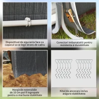 Outsunny Cort Garaj 2,4x2 m pentru Vehicule și Biciclete, din Metal și Material PE, Gri Închis(m-6)