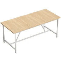 HOMCOM Mesa de Comedor Rectangular para 6 Personas Estilo Industrial con Estructura Metálica 180x80x76 cm Roble(m-1)