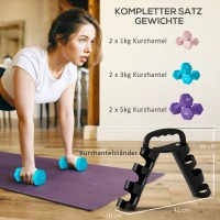 SPORTNOW Hantelset mit Aufbewahrungsgestell, Set mit 6 Hanteln für Fitness-Training, 2 x 1kg, 2 x 3kg, 2 x 5kg(m-4)