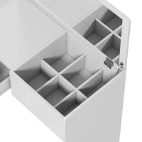HOMCOM Vanity Desk with Mirror Dressing Table Drawer Set 6 Compartments Storage Stool White(m-11)