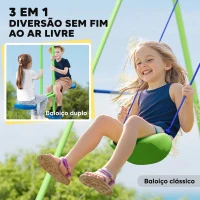 Outsunny Conjunto de Baloiços de Jardim com Altura Ajustável Baloiços para Crianças com Baloiço Duplo  280x140x178 cm Verde(m-4)