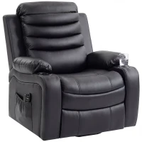 HOMCOM Cadeirão Elevatório Elétrico com Massagem Vibratória e Calor Lombar Reclinável Preto(m-11)