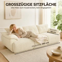HOMCOM 3-Sitzer-Sofa, 260 cm, Chenille, rahmenloses Modulsofa mit extra breiter, tiefer Sitzfläche, breiten Armlehnen(m-4)