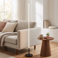 HOMCOM LED-Ecklampe, moderne Stehlampe, 1450 lm, 3 Helligkeitsstufen, Fußschalter, 3000 K, Wohn-/Schlafzimmer, Schwarz(m-10)