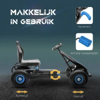 HOMCOM skelter, kindervoertuig met pedaal, pedaalauto, outdoor, blauw+zwart(m-5)