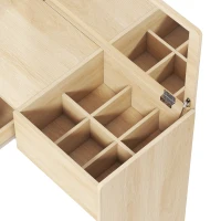 HOMCOM Vanity Desk with Mirror Dressing Table Drawer Set 6 Compartments Storage Stool White and Oak(m-12)