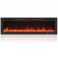 HOMCOM Chimenea Eléctrica Empotrada con Llama Independiente, 3 Modos de Calefacción y Mando a Distancia, 152.4x9.4x47 cm, Negro(m-1)