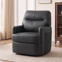 HOMCOM 360° Swivel Accent Chair, Modern Armchair with Thick Cushion, PU Leather Upholstered, Dark Grey(m-14)